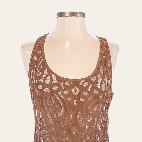 🌺 Fossil Boho Sleeveless Sheer Floral Lace Cotton Tank Top Blouse Size S - Picture 3 of 9